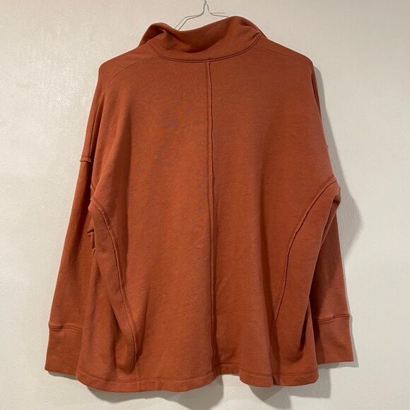 Rae Mode Oversized Collared Pullover Size Small – Rust Sweatshirt Raw Hem Pocket - Picture 2 of 4